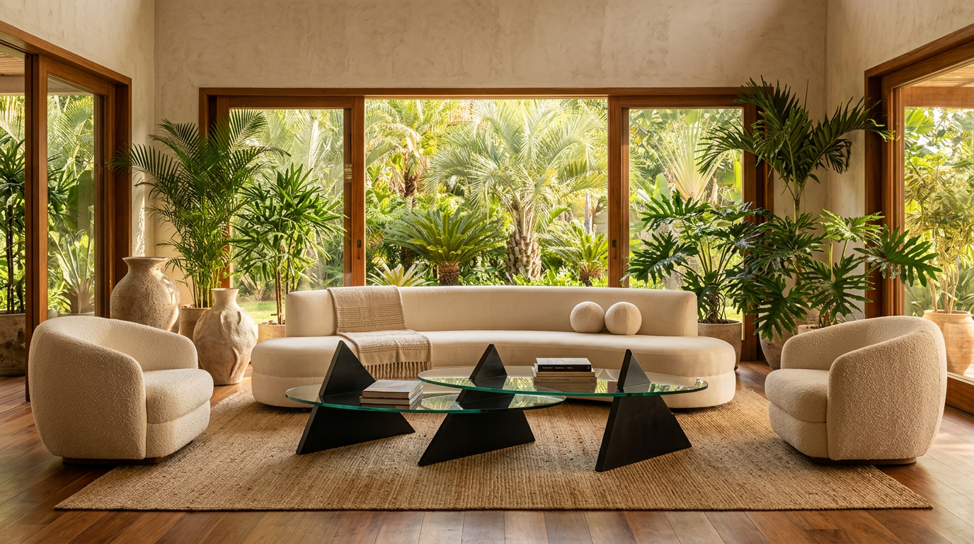 Mesa Iceberg Preta em ambiente Brasil chic